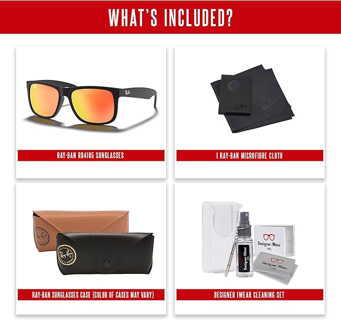 Ray-Ban RB4165 JUSTIN Sunglasses For Men For Women+BUNDLE with ACCESSORY EYEWEAR KIT