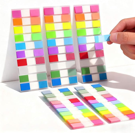 Sticky Tabs, 1000Pcs Transparent Pop Up Writable Colored Book Index Tab, Colorful Repositionable Page Markers Book Tabs for Books and Classify Files, Reading Notes, Teacher Supplies