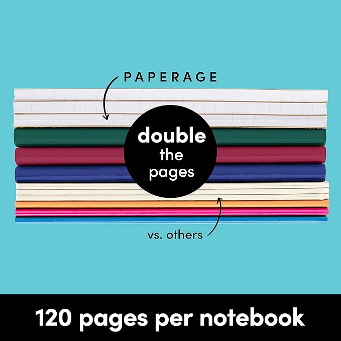 PAPERAGE 48-Pack Composition Notebook Journals, 120 Pages, Kraft Cover with Jewel Tone Spines, College Ruled Lined Paper, Small Size (8 in x 5.75 in) – for Home, Office or School Supplies