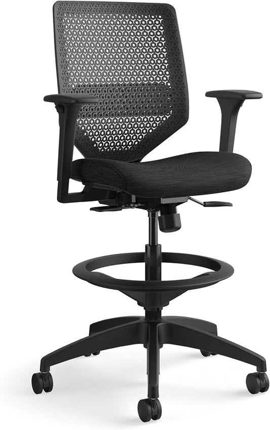 HON Solve Standing Desk Chair with Lumbar Support. ReActiv High Back Support, Ergonomic Office Chair with Foot Rest, Adjustable Height