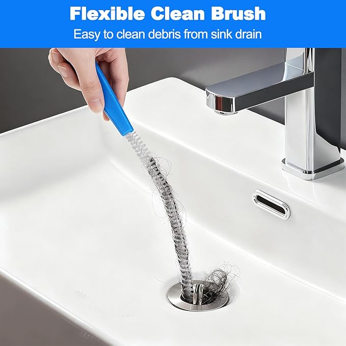 P Trap Cleaner,3 IN 1 P Trap Brush for Shower Kitchen Sink Bath Tub Bathroom,Including 20 Inch Snake Clog Remover,61 Inch Flexible Wire Brush,18 Incn All Bristle Brush