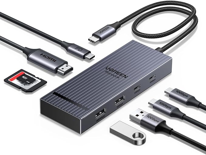 UGREEN Revodok Pro USB C Hub for Laptop 8 in 1 MacBook Docking Station 4K 60Hz HDMI, 100W PD Charging, USB-C & USB-A 10Gbps Data Ports, SD/TF Card Reader for MacBook Pro/Air, iPad Pro, XPS, Thinkpad
