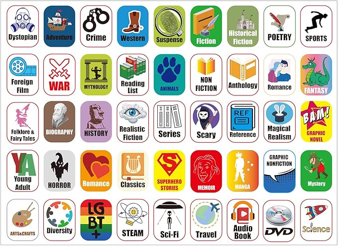 45 Genre Book Spine Labels for Library | Classroom Library Classification Stickers 450pcs