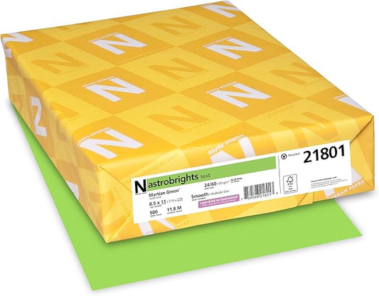 Neenah Astrobrights Premium Color Paper, 24 lb, 8.5 x 11 Inches, 500 Sheets, Martian Green (WAU21801)