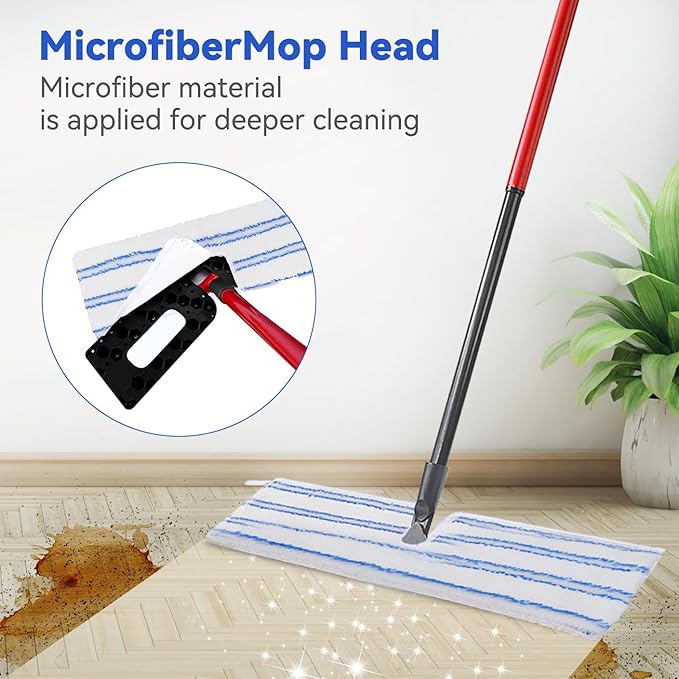 Mop Heads Replacements Compatible with Cedar Dual-Action Flip Mop - Microfiber Mop Replace Pads for Dry/Wet Use - Reusable Washable Dust Mop Refills for Floor Cleaning,5 Pack