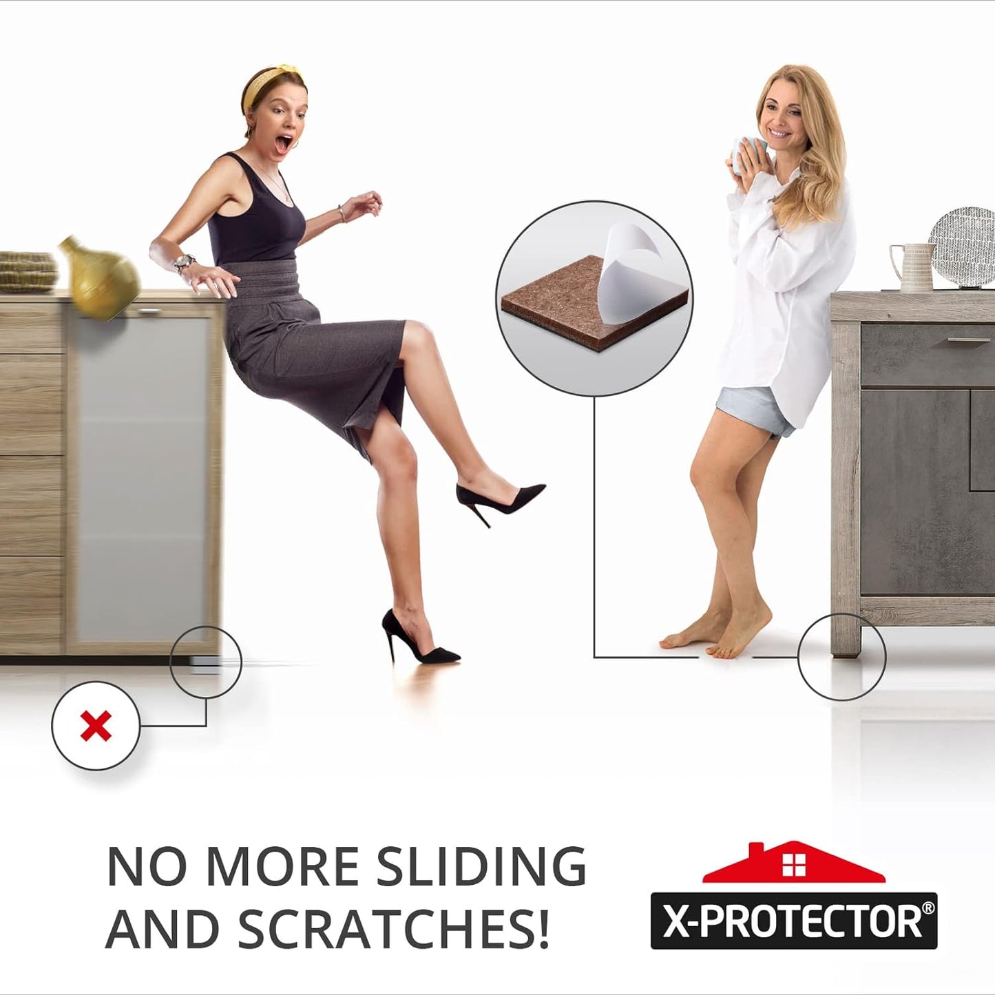 Non Slip Furniture Pads X-PROTECTOR – 16 PCS Furniture Grippers 2 1/2" - Ideal Self-Adhesive Rubber Feet for Furniture Feet – Non Skid Furniture Pads Floor Protectors – Keep Furniture in Place!