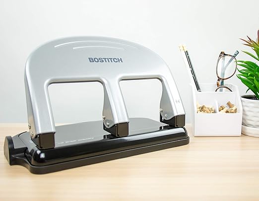 Bostitch Office PaperPro inPRESS 40 Reduced Effort 3-Hole Punch, 40 Sheets, Silver (2240)