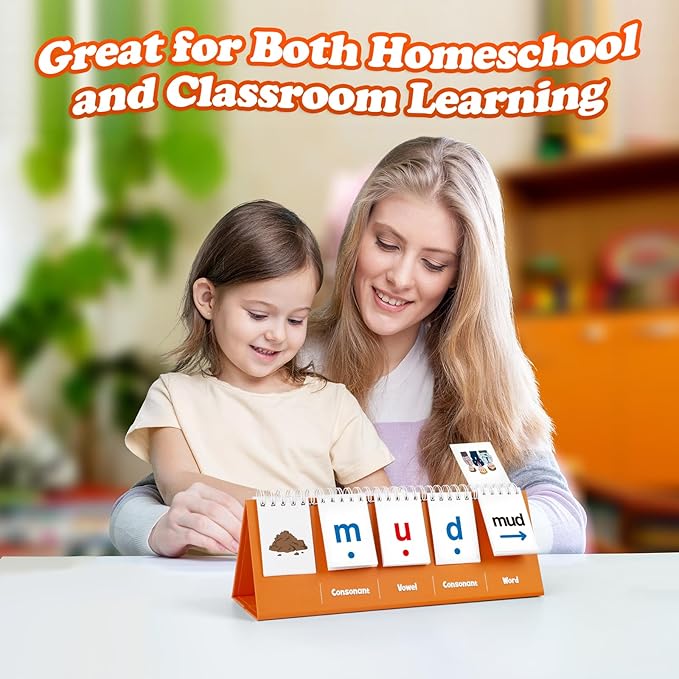 Aizweb CVC Word Games Kindergarten,Phonics Games Flash Cards for Preschool Classroom,Learn to Read,Reading Manipulative Spelling Educational Toy Learning Activities Speech Therapy School Supplies
