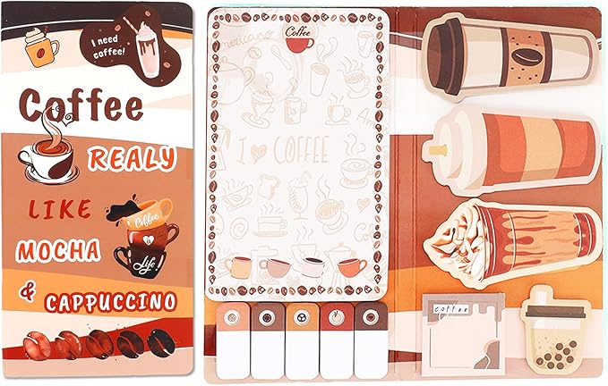 QPIXVB Coffee Sticky Notes,Coffee Lover Gifts,School Supplies for Teachers,440 Sheets Post It Note,Coffee Themed Gifts,Cute School Supplies for Girls,Blackboard Self-Sticky Notes Set Cute