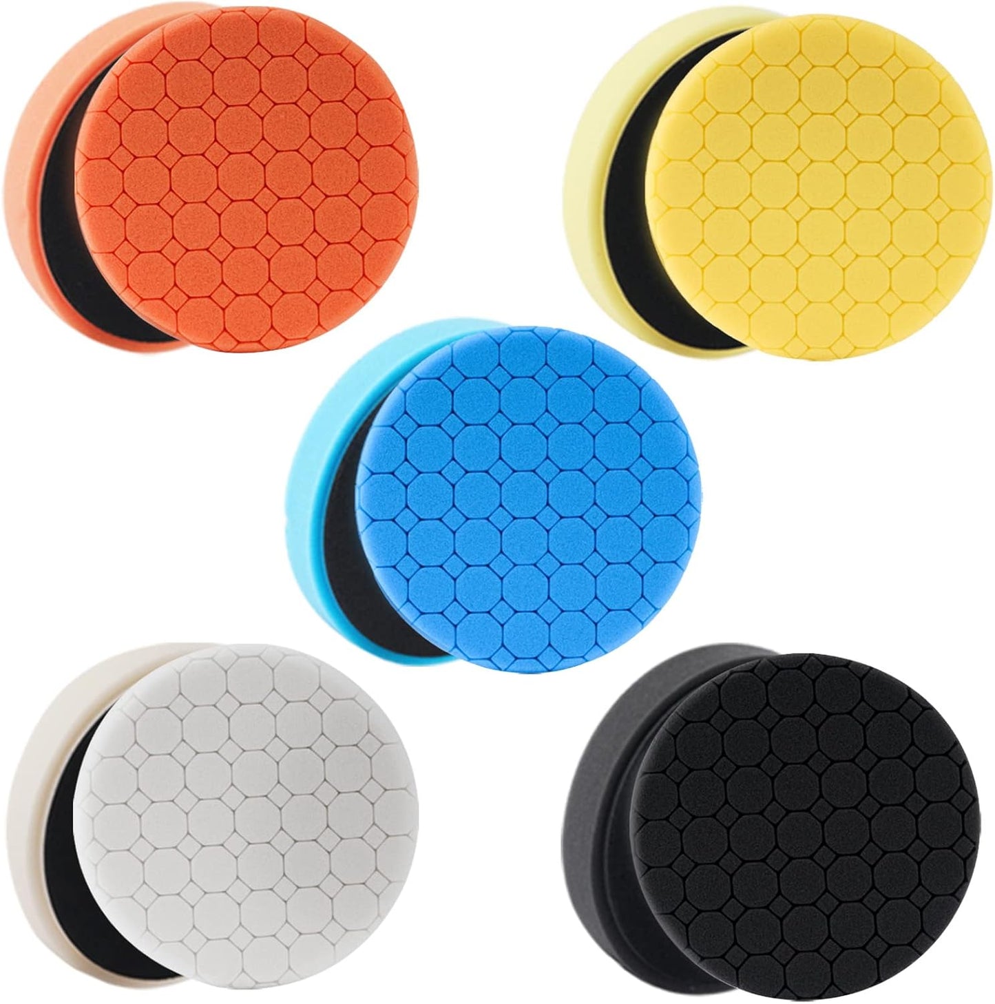 Buffing Polishing Pads, 5Pack 7 Inch Face for 6.7 Inch Backing Plate Compound Buffing Sponge Pads Cutting Polishing Pad Kit for Car Buffer Polisher, Polishing and Waxing