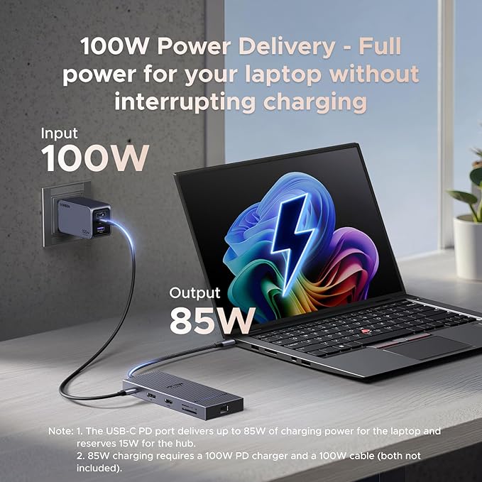 UGREEN 11-in-1 Docking Station: 4K@120Hz DP+HDMI, Dual 10Gbps USB-C, 100W PD, SD/TF, Gigabit Ethernet, 3.5mm Audio, Aluminum Body Revodock Pro USB C Dock for Dell/HP/Lenovo