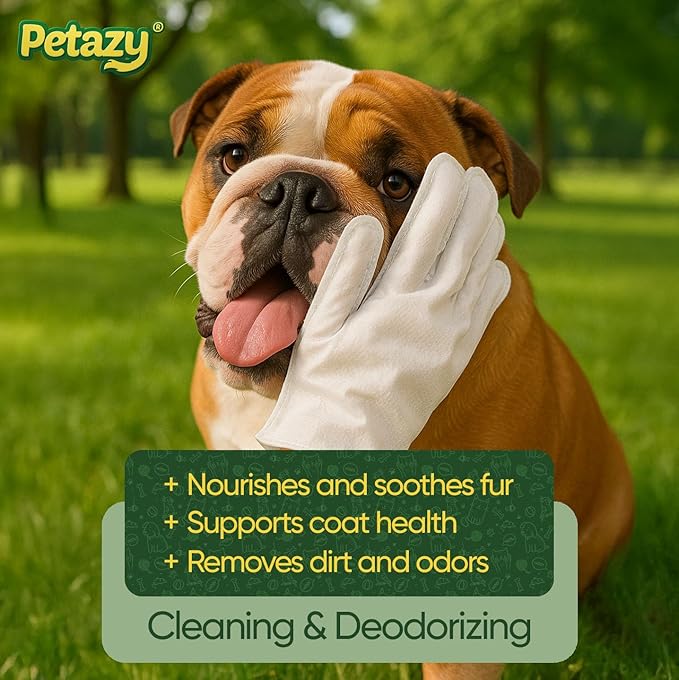 Pet Glove Wipes for Dogs & Cats – 25 Pack | Hypoallergenic, No Rinse, Extra Thick Cleaning Gloves with Aloe & Coconut Oil | Paws, Face, Ears & Butt | Travel Friendly, Gentle & Safe