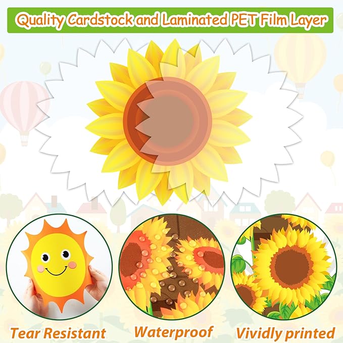 gisgfim Sunflower Bulletin Board Decoration Set Summer Religious Cutouts for Classroom School Welcome Blooming for Jesus Spring Christian Bulletin Board Craft Door Home Wall(Blooming for Jesus)