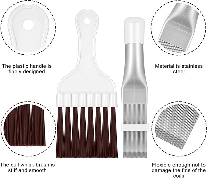 Boao Air Conditioner Condenser Fin Comb, Fin Cleaning Brush Air Conditioner Coil Cleaner Refrigerator Coil Cleaning Whisk Brush Evaporator Radiator Repair Tool(6 Pieces)