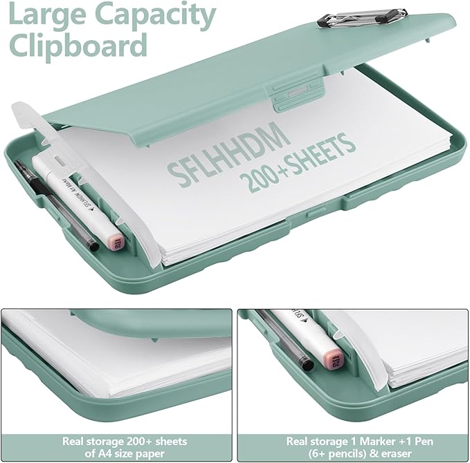 SFLHHDM Storage Clipboard with Pen Holder, High Capacity Clipboards for Classroom, Clip Boards 8.5x11 with Storage, Low-Profile Clip, Lightweight Plastic Clipboard for Kids, Lawers, Office Workers