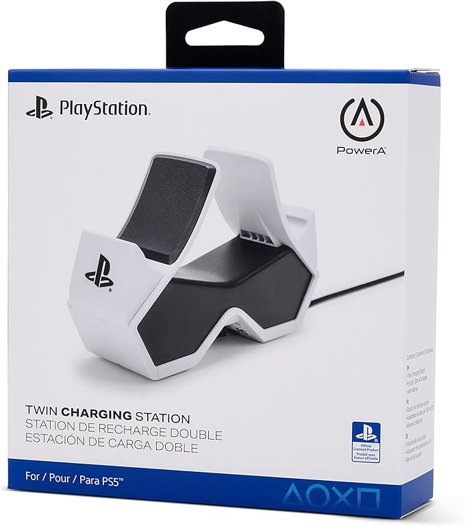 PowerA Twin Charging Station for Dualsense Wireless Controllers, Dualsense Controller Charging, Charge, Sony PlayStation, PS5, Officially Licensed - PlayStation 5