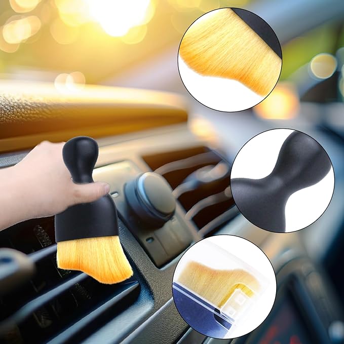 4 Pcs Auto Interior Dust Brush Set Soft Bristles Detailing Brush Dusting Tool Car Interior Cleaning Soft Brushes Duster for Automotive Dashboard, Air Conditioner Vents, Keyboard Dust Removal(Black)