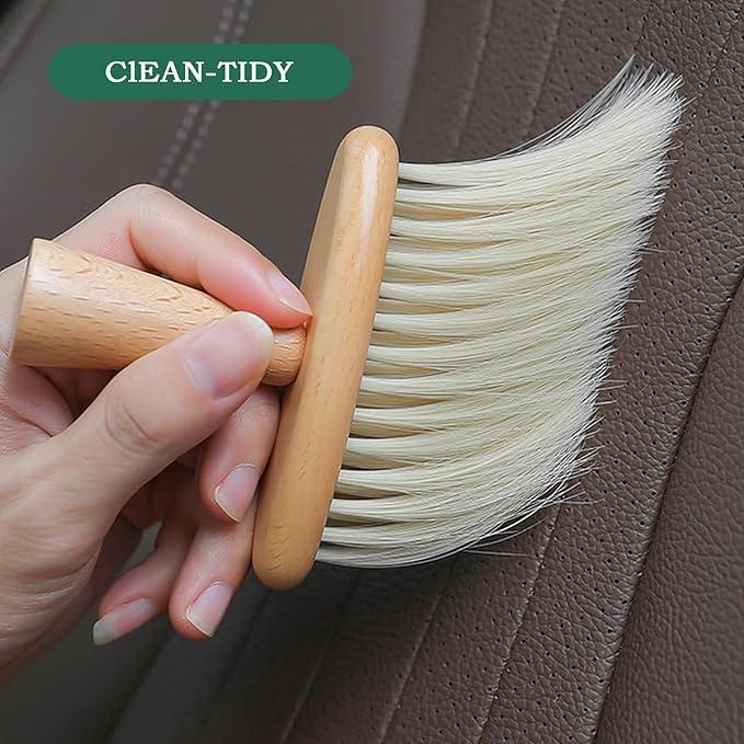 High Density Ultra Soft Detail Brush Kit - Automotive Interior Cleaning Tool with Soft Hair, Wooden Handle, Deep Cleaning for Keyboards, Laptop, Sofa and Dusting (B-1PC)