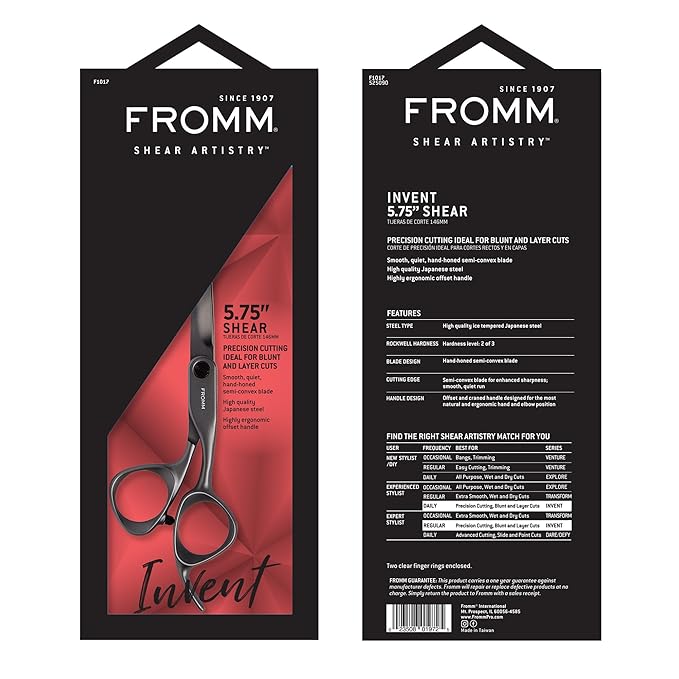 Fromm Professional Invent 5.75" Precision Hair Cutting Shears Ideal for Blunt & Layer Cuts in Gunmetal Japanese Steel Scissors with Semi-Convex Blade for Experienced & Expert Salon Stylists
