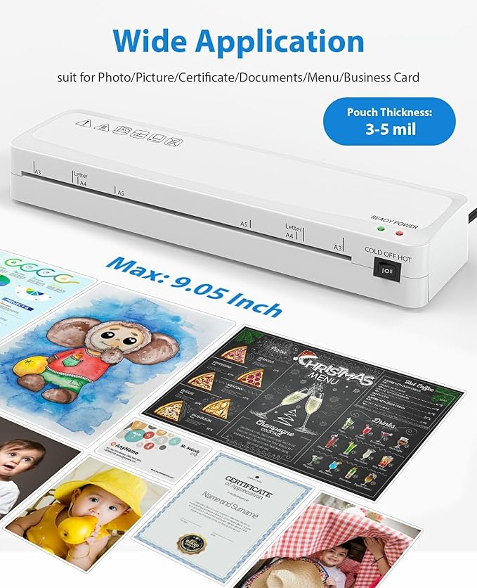 Laminator Machine, Sweleke A3 Laminating Machine with 5 Laminating Sheets, 11x 17 Thermal Lamination Machine for Home, 13 Inch Laminator Machine Hot and Cold for School Office Use