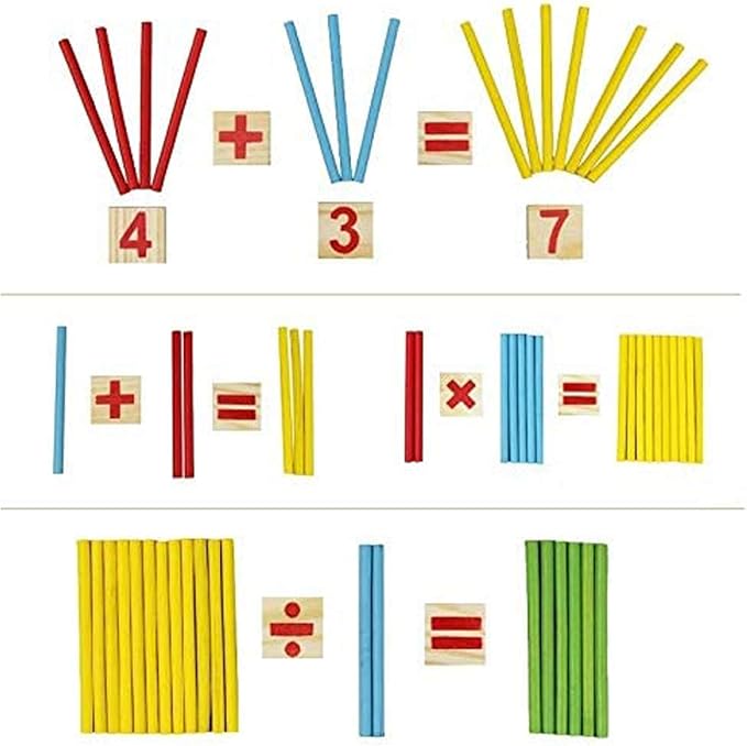 Counting Number Blocks and Sticks | Montessori Toys for Kids Learning| Homeschool Supplies for Math manipulatives | Toddlers Educational Wooden rods with Storage Tray