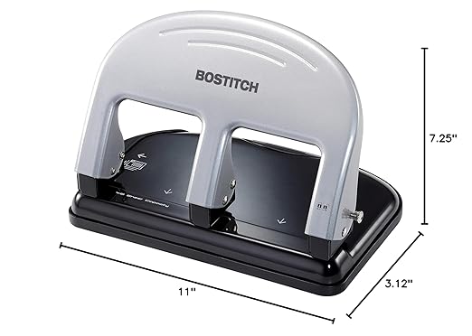 Bostitch Office PaperPro inPRESS 40 Reduced Effort 3-Hole Punch, 40 Sheets, Silver (2240)