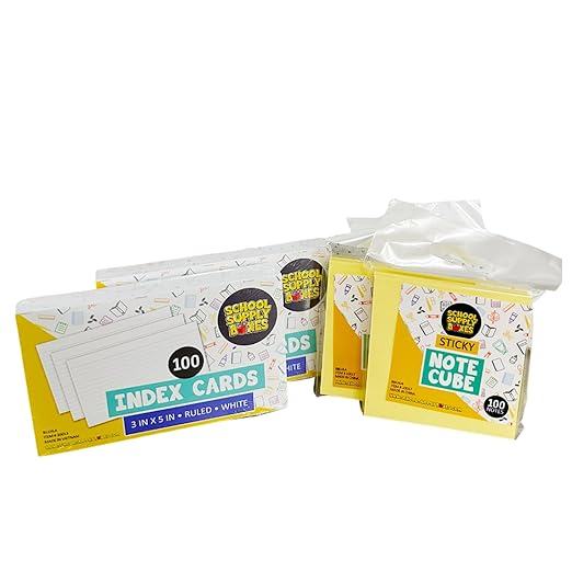 School Supply Boxes | Teacher Case (4 Boxes) | Back to School Essentials Kit Designed for Teachers | Includes Pencils, Red Pens, Dry Erase Markers, Sticky Notes, Paper Clips & More
