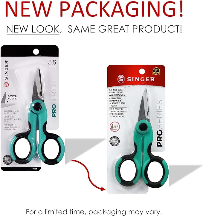 SINGER 00558 5-1/2-Inch ProSeries Heavy Duty Scissors with Power Notch, Teal