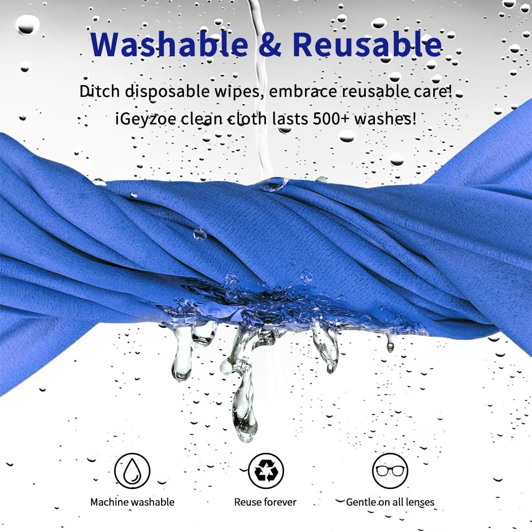 20 Pack Microfiber Glasses Cleaning Cloths - Glasses Wipes Ultra Soft & Reusable Eyeglass Lens Cleaner for Eyeglasses, Cameras, Phones