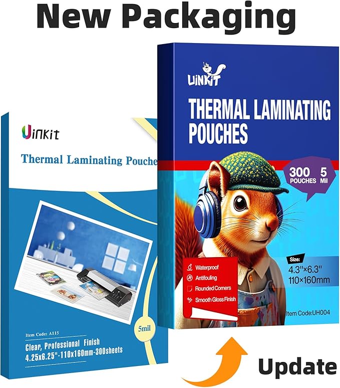 Uinkit 300Pack Thermal Laminating Pouches Card Size 4.3x6.3Inches 5mil Thickness Laminating Sheets for Extra Protection Sealed 4x6 inches Photo Clear Glossy,Lamination Sheets Paper for Laminator