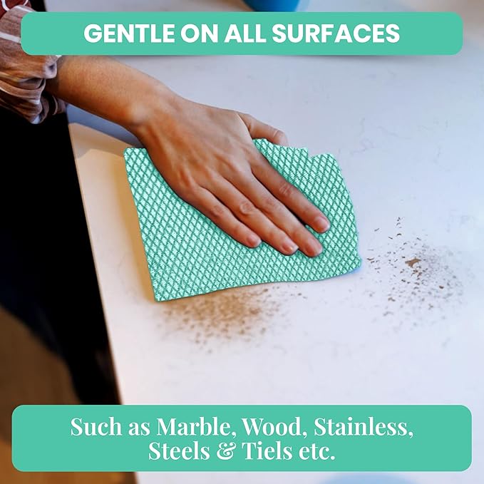 Disposable Cleaning Cloths 50 Packs, 13.8"x15.8" Reusable Kitchen Towels, Soft Absorbent Multipurpose Household Cleaning Towels, Disposable Dish Cloths for Kitchen, Stove, Bathroom, Handy Wipes, Green
