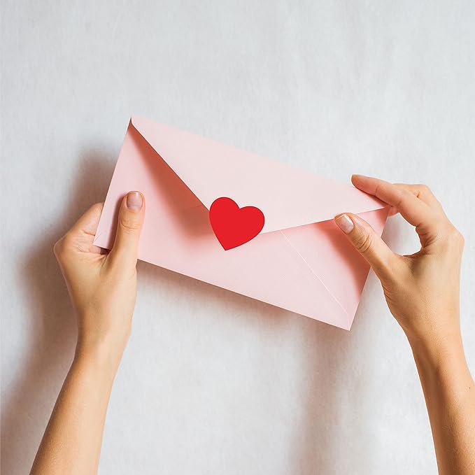 1200 PCS Red Heart Shaped Sticker Labels with Perforation Line in Roll, Use for Valentine's Day, Award Charts, Offices, Teachers & Classrooms, Bookmarks (1" in Diameter)