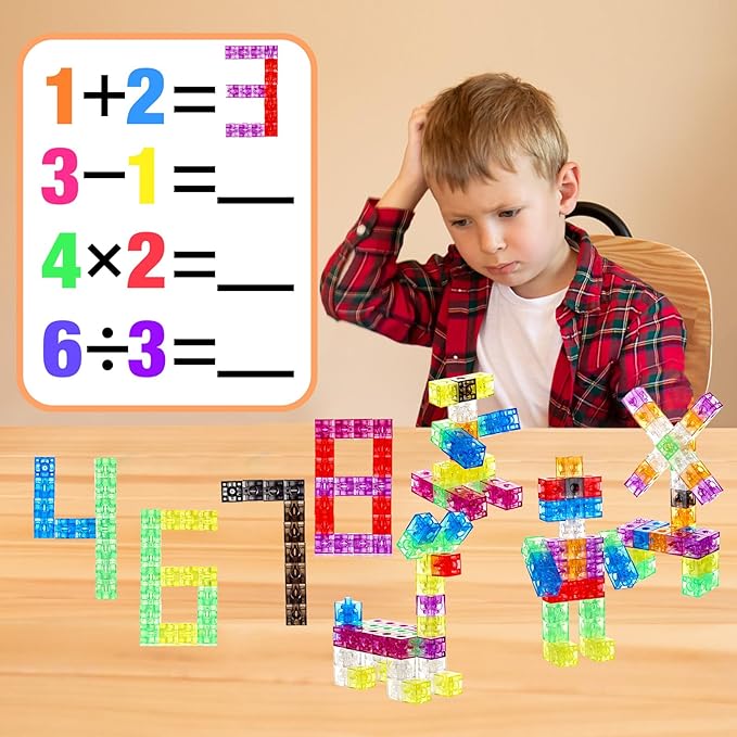 Jenaai 100 Pcs Linking Cubes Plastic Math Cubes Manipulative Counting Blocks STEM Snap Blocks Connecting and Counting for Early Math and Construction, Homeschool Preschool Supplies(Stylish)