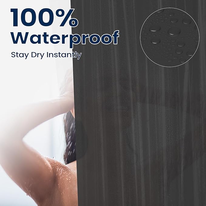downluxe Dark Grey Shower Curtain Liner, PEVA Lightweight Plastic Shower Liner with 3 Magnets, 72" x 72" Waterproof Bathroom Curtain