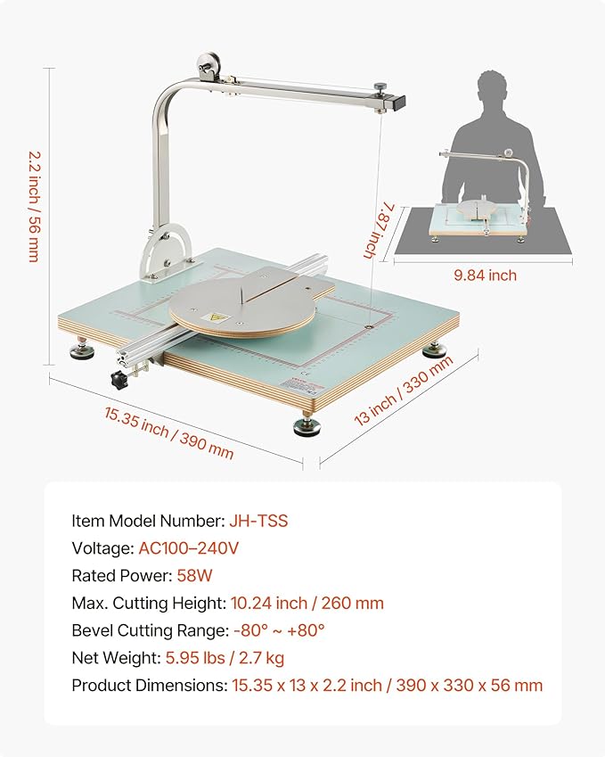 VEVOR Hot Wire Foam Cutter, 58W Electric Styrofoam Cutter with Variable Temperature Control, Portable Tabletop Cutting Tool with 10.24" Max. Cutting Thickness for Foam, KT Board, Low-Density Sponge