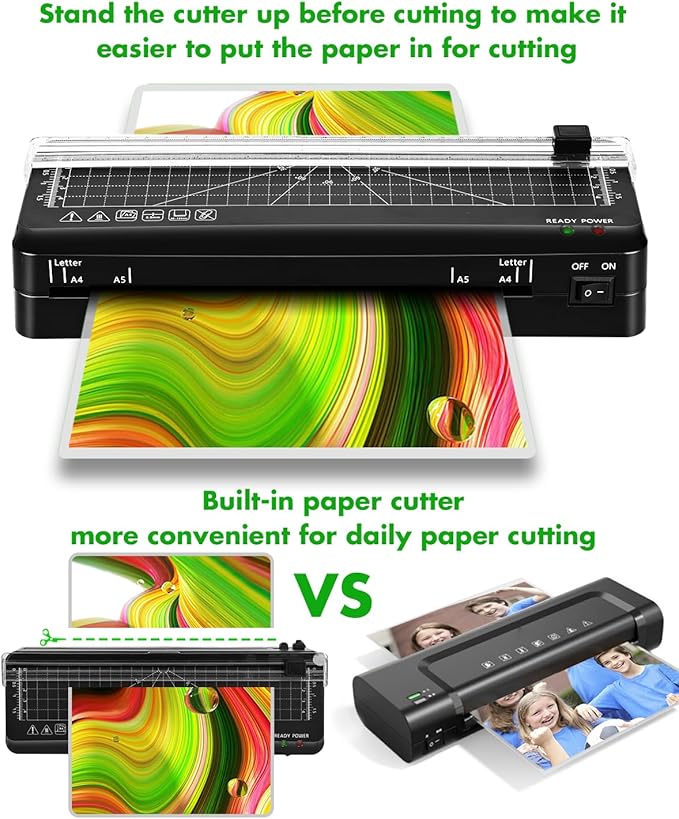 Laminator, A4 Laminator Machine, 9 inches Thermal Lamination Fast Warm-up with Build in Paper Trimmer,Portable Personal Laminating for Home/Office/School (A4 laminator +10PCS)