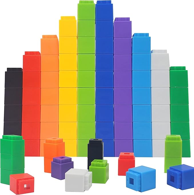 Math Manipulatives Counting Cubes, Educational Math Linking Cubes, Classroom Toys Kindergarten Learning Materials Homeschool Supplies,Set of 100 Math Cubes for Kids Ages 3+