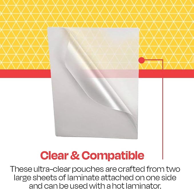School Smart Laminating Pouches, 12 x 18 Inches, 3 mil Thick, Pack of 100