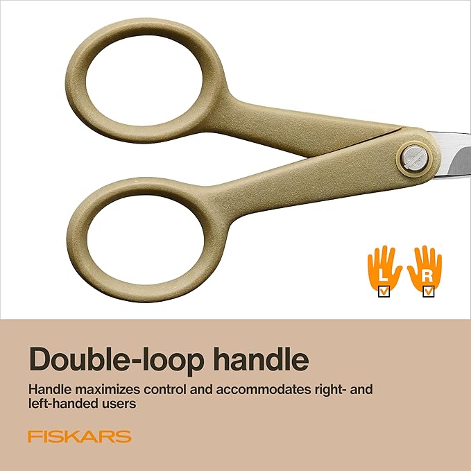 Fiskars 4" Recycled Fabric Scissors - Sustainable, Sharp, Detail Craft Scissors for Embroidery and Sewing - Craft and Fabric Cutting - Beige
