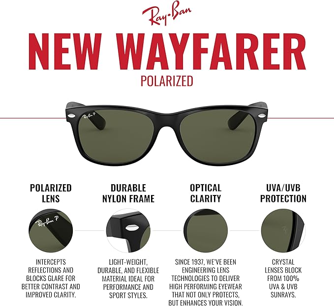 Ray-Ban RB2132 New Wayfarer Polarized Square Sunglasses