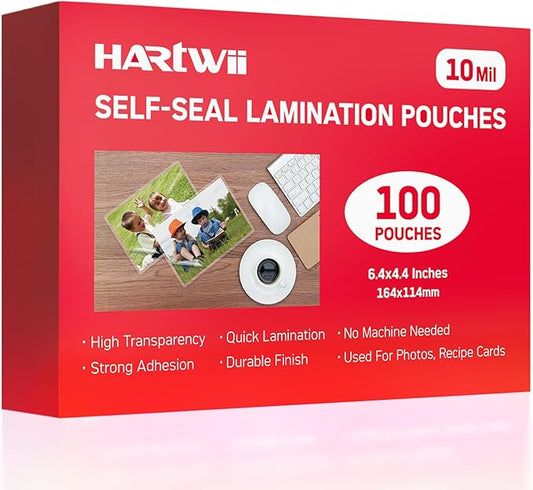 100 Pack Self-Sealing Laminating Pouches 4x6 Inch,10 Mil Self Adhesive Lamination Pouches,Waterproof Photo No Heat Laminating Sheets No Laminator Machine Need