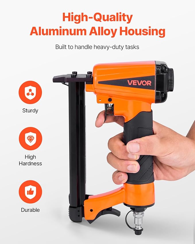 VEVOR Pneumatic Staple Gun, 21 Gauge Pneumatic Upholstery Stapler for 80 Series 1/2-inch Crown 1/4"-5/8" Length Staples, 70-110 PSI Air Staple Gun for Woodworking, Upholstering, Crafts, DIY Projects