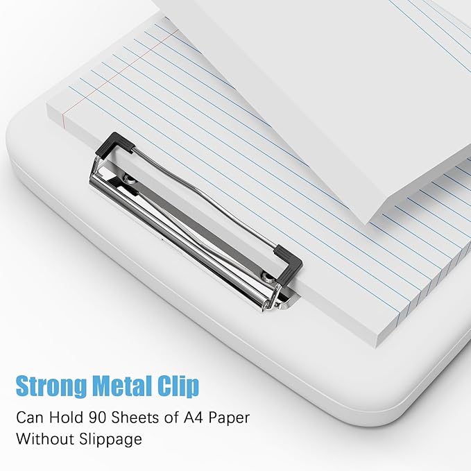 Hongri Clipboard with Storage with Pen Holder, Folder Nursing Clip Board 8.5 x 11 Foilo-Side Opening, High Capacity, Light Weight for Teachers, Classroom. Size 14 x 9.6 x 1.2 in(White)