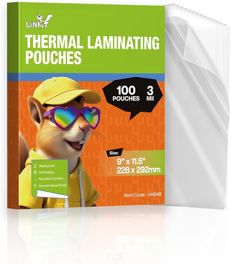 Uinkit 3mil Thermal Laminating Pouches 8.5 x 11", 100Pack Bulk Value Pack for Small Business, Restaurants, Offices - Crystal Clear, Laminating Sheets for Laminator Machine
