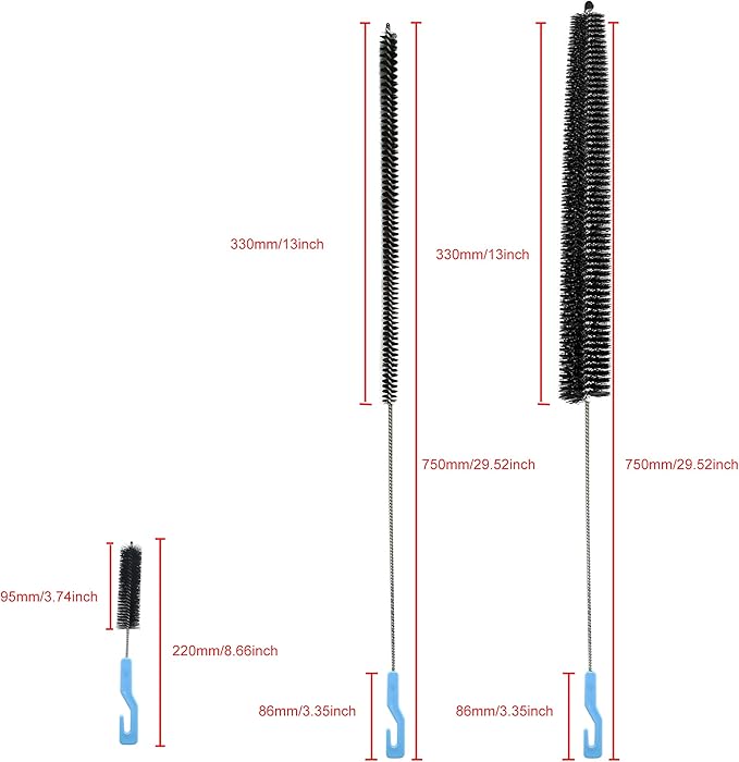 Dryer Lint Cleaner Kit, 3Pcs Nylon Bristle Brush, Flexible Stainless Steel Handle, for Cleaning Vent Trap & Refrigerator Coil