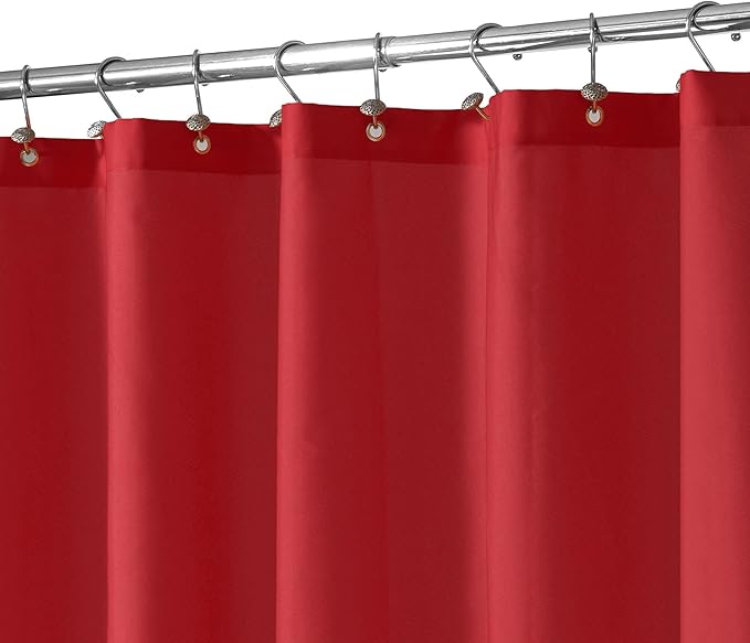 N&Y HOME Fabric Shower Curtain or Liner with Magnets - Hotel Quality Red Shower Curtain for Bathroom, Machine Washable, Water Repellent - Red, 72x72