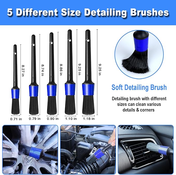 Car Detailing Kit, 18Pcs Car Detailing Brush Set, Car Cleaning Kit, Drill Brush Set, Car Detailing Brushes, Tire Brush - Car Wash Kit, Car Cleaning Tools brushes for Interior, Exterior, Wheels