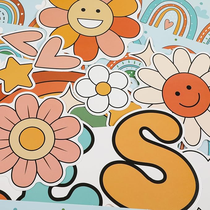 Boho Rainbow Classroom Bulletin Board Decoration Set Welcome Borders Cutouts for Back to School Classroom Door Welcome Bulletin Board Craft Party Home Wall(Be The Reason Someone Smile Today)