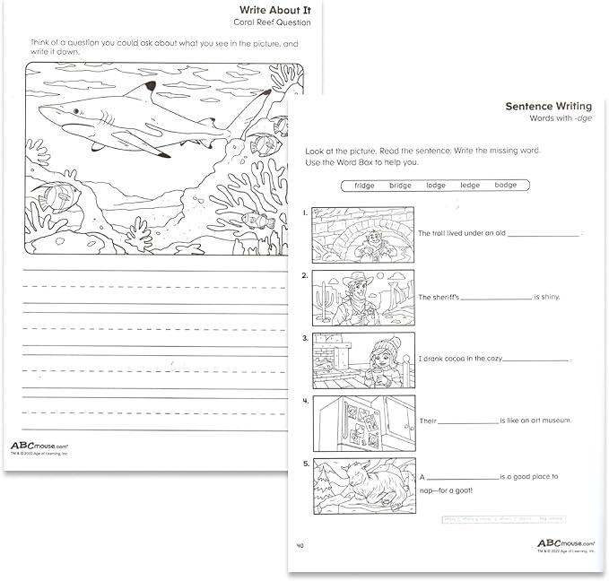 Bulk ABC Mouse Workbook Set - 6 Activity Book Bundle Letters Phonics, Sight Words, Scissor Skills, Shapes, Ages 3 4 5 6 Pre-K Kindergarten Educational Learning