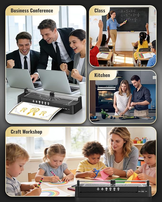 13in Laminator Machine with Sheets 50pcs + Paper Trimmer + Corner Rounder, 11x17 / ABS Anti-Jam Technology |Dual Hot and Cold Mode | 90s Fast Preheat for A3/A4/A5/A6 Home Office School Use